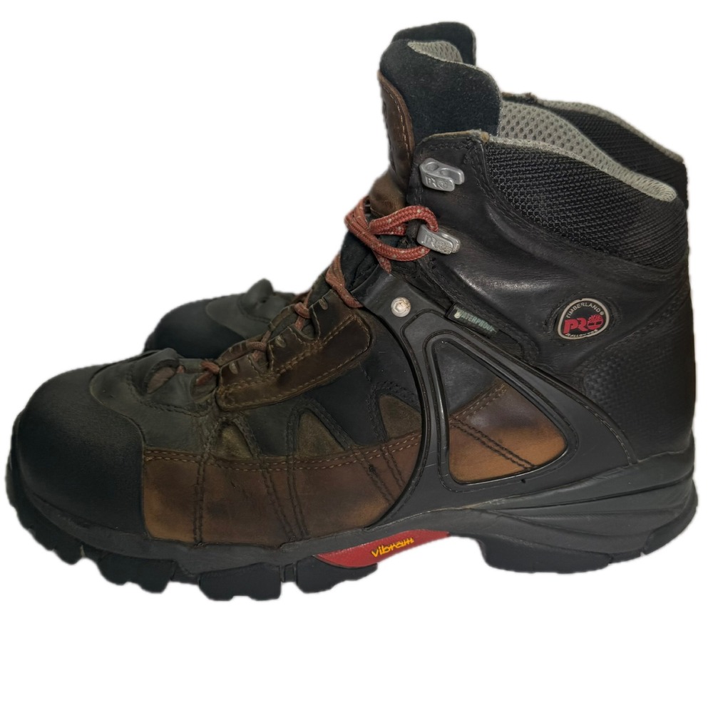 Timberland PRO Work Boots Men 11.5W Brown Black Alloy Toe Waterproof A9801